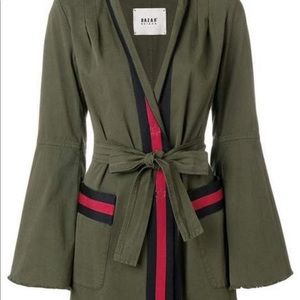 Bazaar Deluxe Army Green Striped Coat - M (42)